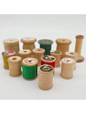 Vintage Wooden Spools Assorted Colors & Sizes Collectible Sewing Craft Supplies